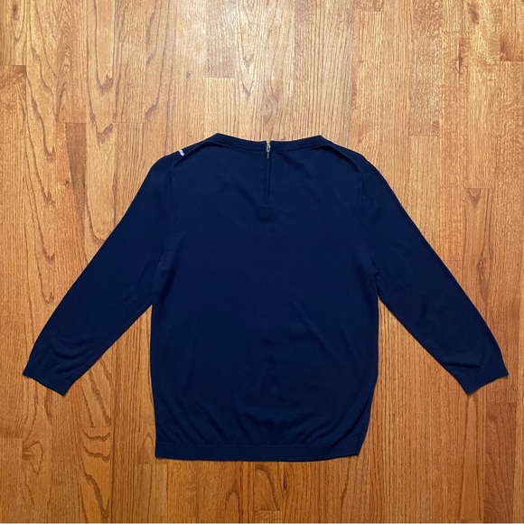 Talbots Intarsia navy Cat sweater size M - Picture 9 of 16